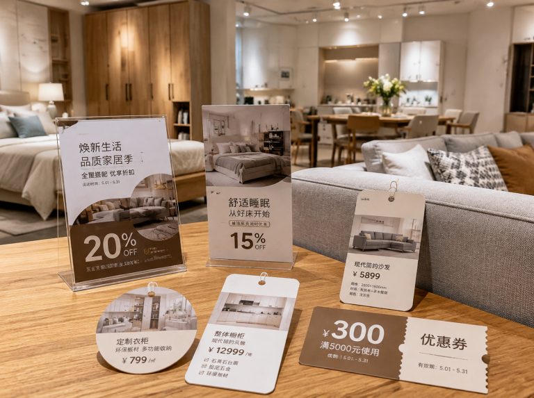 安丘家具门店单页海报与吊牌